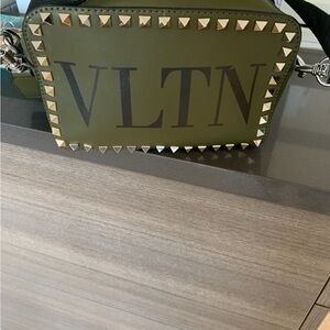VLTN Green Studded Crossbody Bag